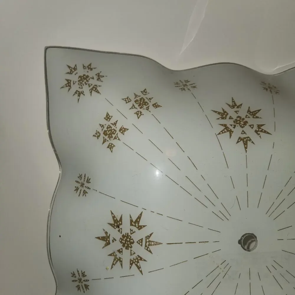 Vintage MCM Atomic Burst Frosted Light Cover 13x13